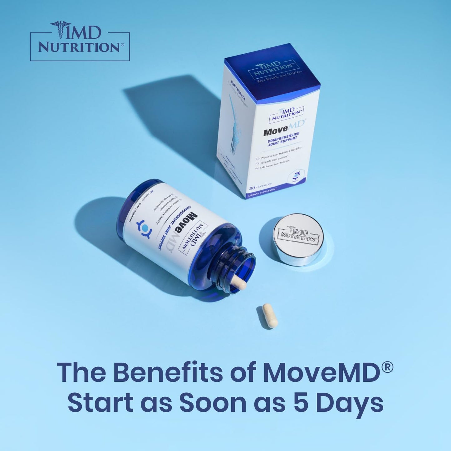 1MD Nutrition MoveMD - Health Supplement for Joint Discomfort & Support - Our Collagen Pills are Skillfully Formulated for Women & Men w/Hyaluronic Acid & Astaxanthin